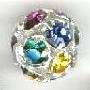 1 10mm Round Silver with Multi Jewel Tone Rhinestones